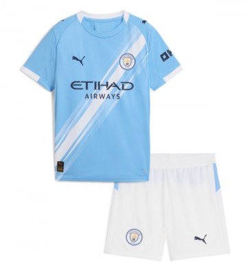 Manchester City Hjemmebanetrøje Børn 2025-26 Kortærmet (+ Korte bukser)
